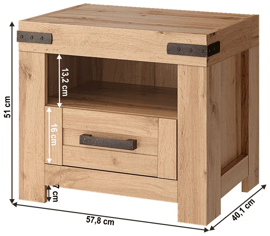 Szafka nocna MORATIZ, dąb wotan