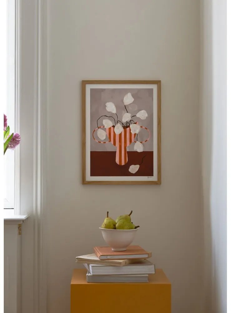 Plakat 30x40 cm White Flowers in Striped Vase – Frankie Penwill – The Poster Club