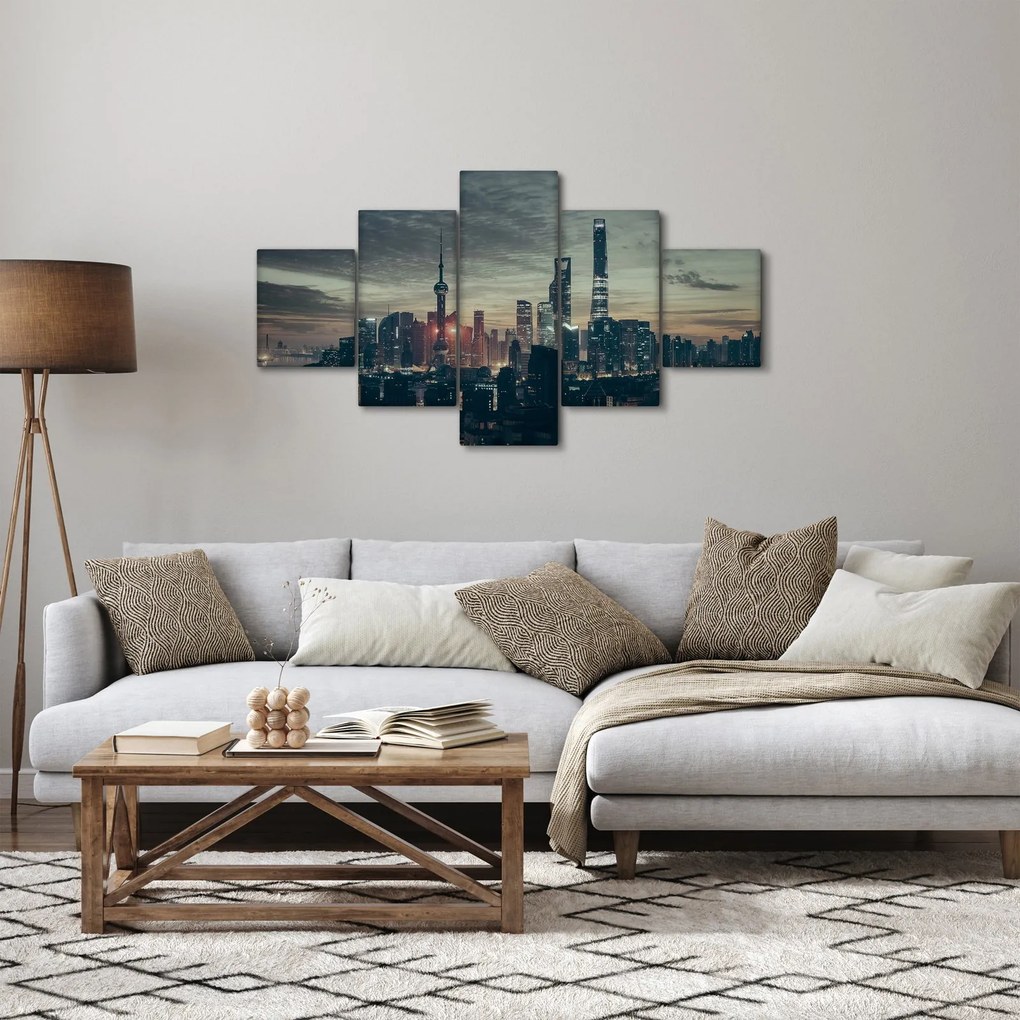 Obraz miasta o zmierzchu (125x70 cm)