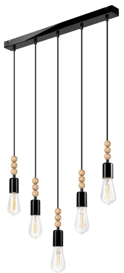 Lampa wisząca SIMON 5xE27/60W/230V czarna na linkach