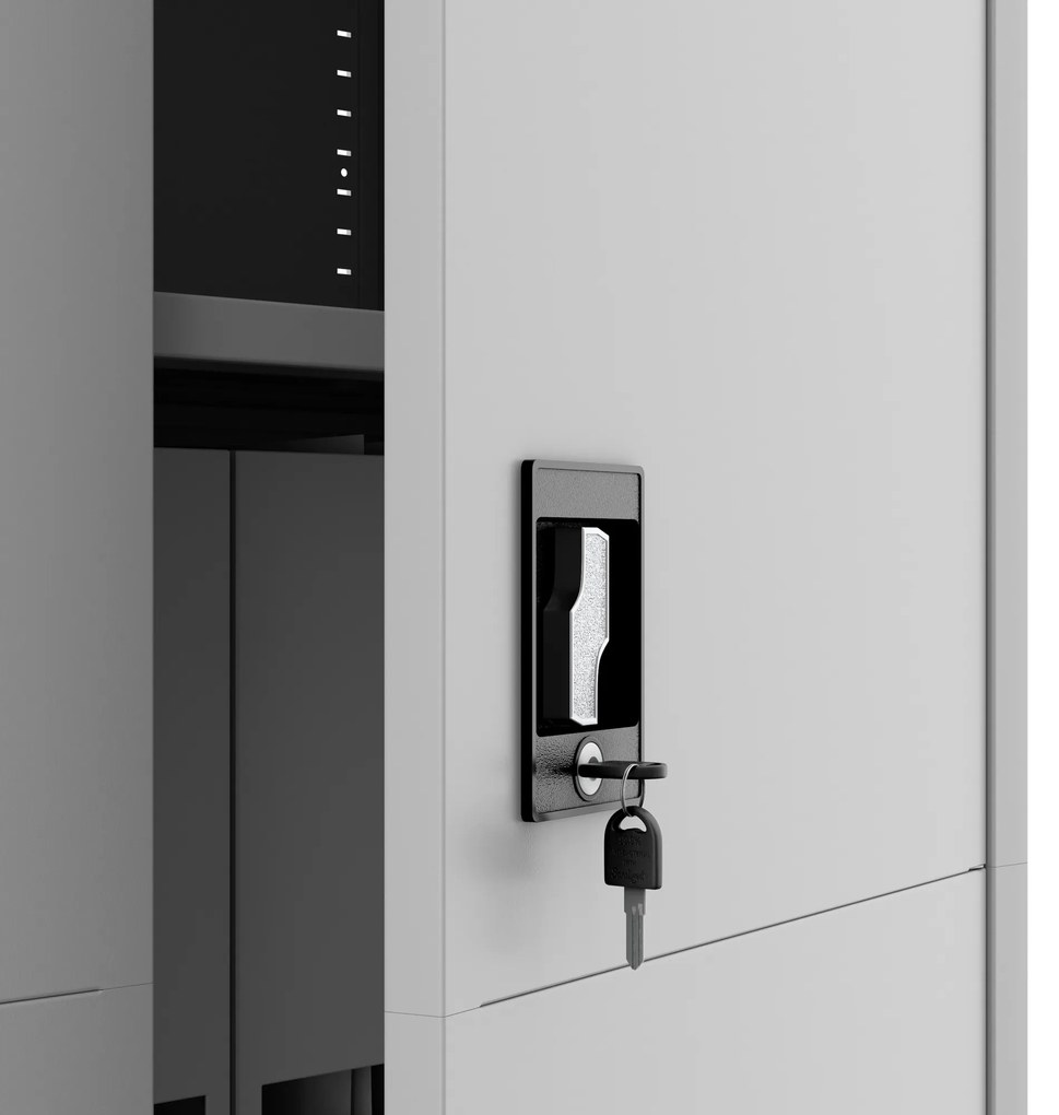 Biurowa szafa metalowa JAN, 900 x 1850 x 400 mm, Smart: szara