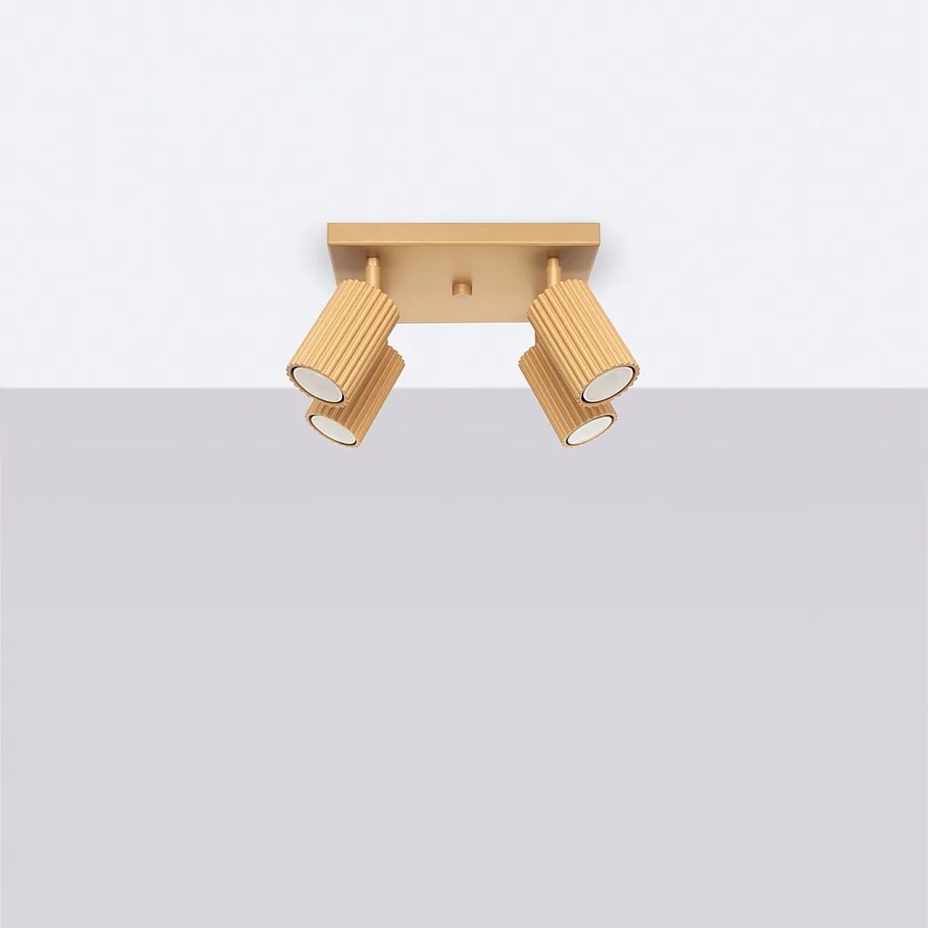 Lampa sufitowa minimalistyczny Gloow, aluminium - 4 źródło światła 4000K - L.25 x H.16.5 cm - złoty