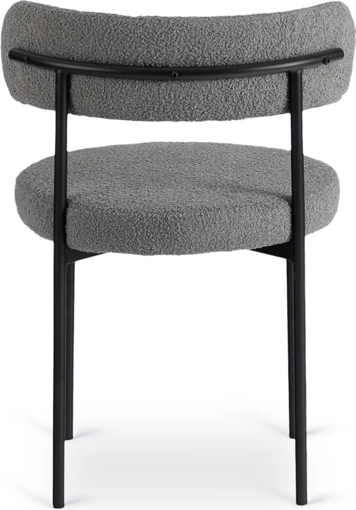 Krzesło Tapicerowane do Salonu TULSA Szare Boucle Nowoczesne