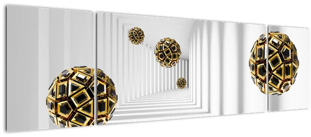 Abstrakcyjny obraz piłek do piłki nożnej (170x50 cm)