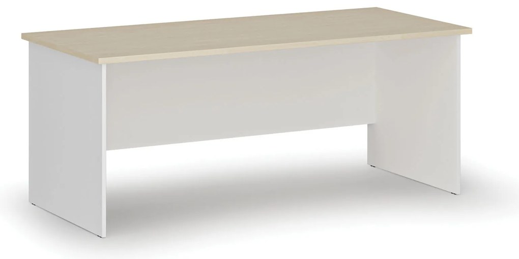 Biurko PRIMO WHITE, 180x80 cm, biały/brzoza