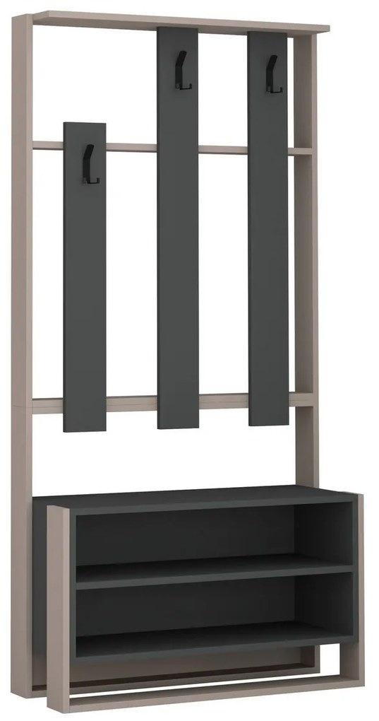 Wieszak ścienny z półką na buty Chester Light Mocha and Anthracite