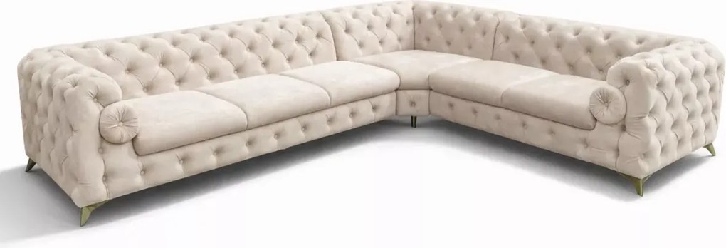 Tapicerowany narożnik z funkcją spania Chesterfield Moet z wałkiem