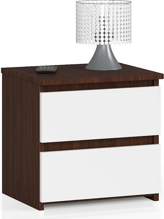 Szafka nocna AKORD CL2 Wenge 40 cm 2 szuflady kolor Biały mat 40x35x40 cm