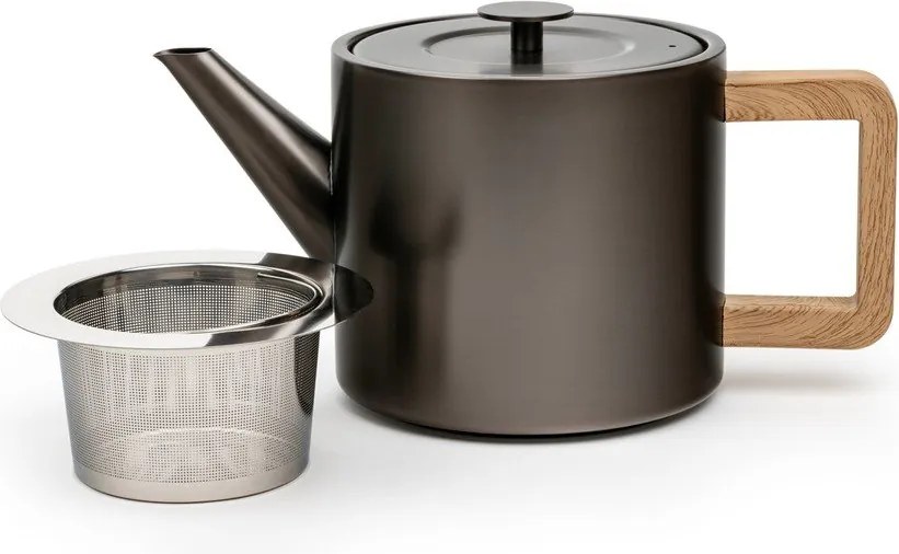 Szary dzbanek do herbaty ze stali nierdzewnej z sitkiem 1,1 l Duet Narvik – Bredemeijer
