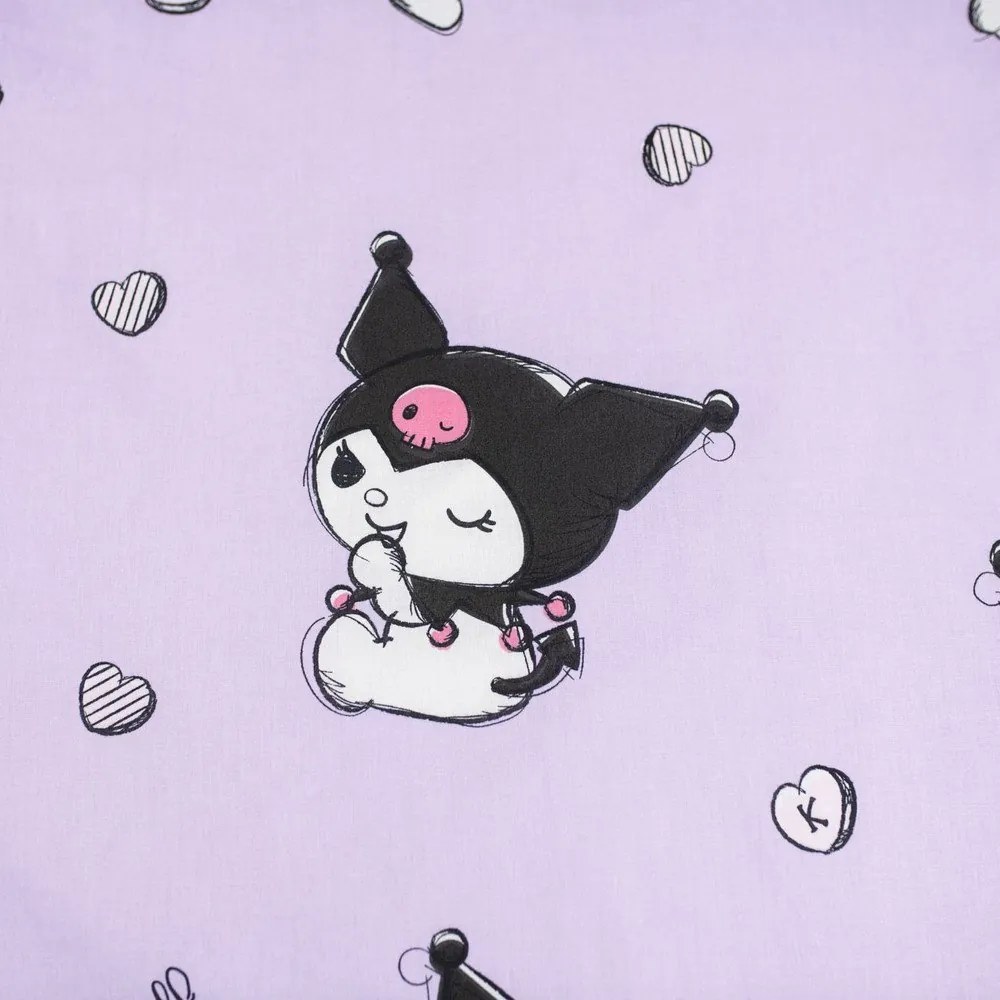 Różowa bawełniana pościel dziecięca jednoosobowa 140x200 cm Hello Kitty "Kuromi" – Jerry Fabrics