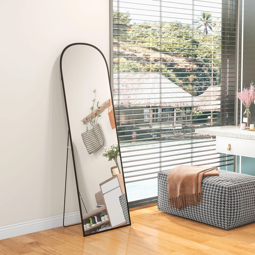 HOMCOM Duże lustro stojące całociałowe nowoczesny design czarna rama 50x1615 cm | Aosom PL