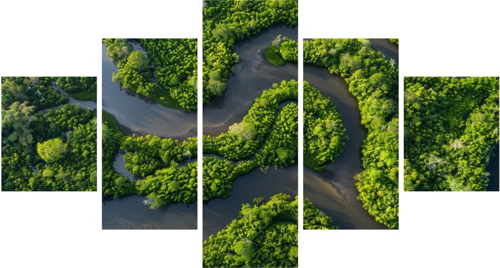 Obraz - Krajobraz leśny z rzeką (125x70 cm)