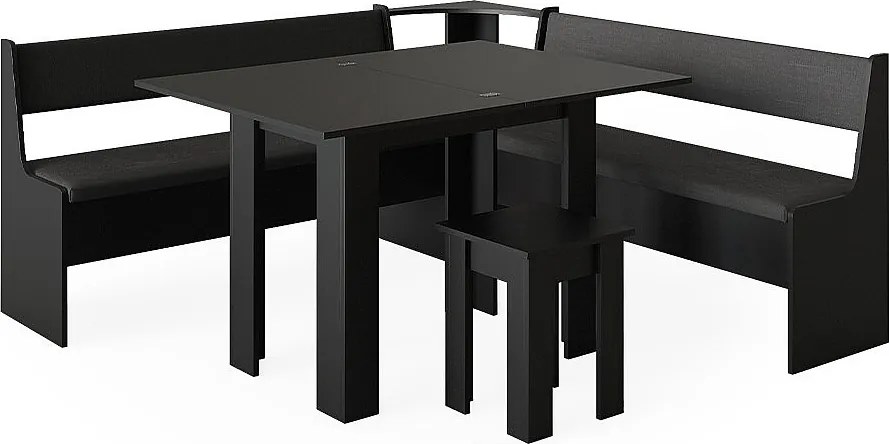 Grupa ławek narożnych czarny 180x180x80 roman