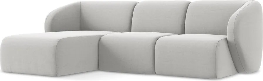 Jasnoszary aksamitny narożnik (lewostronny/z szezlongiem) Lani – Makamii