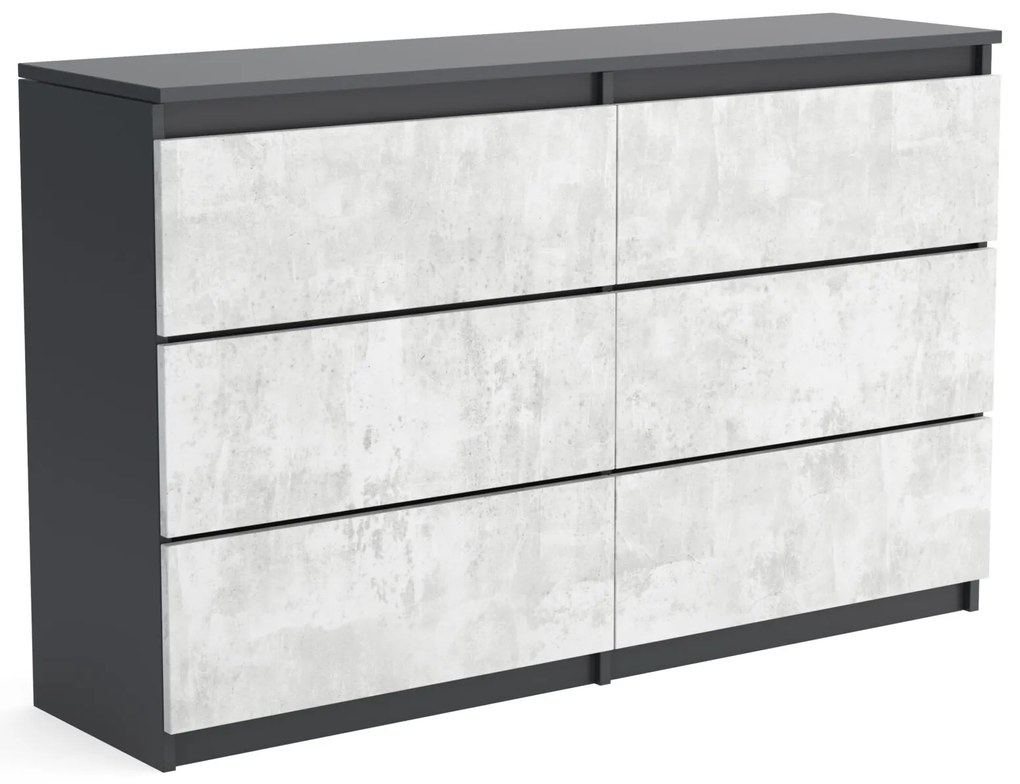 Duża komoda 6 SZUFLAD Szafka 120 cm ARIA Antracyt/Beton