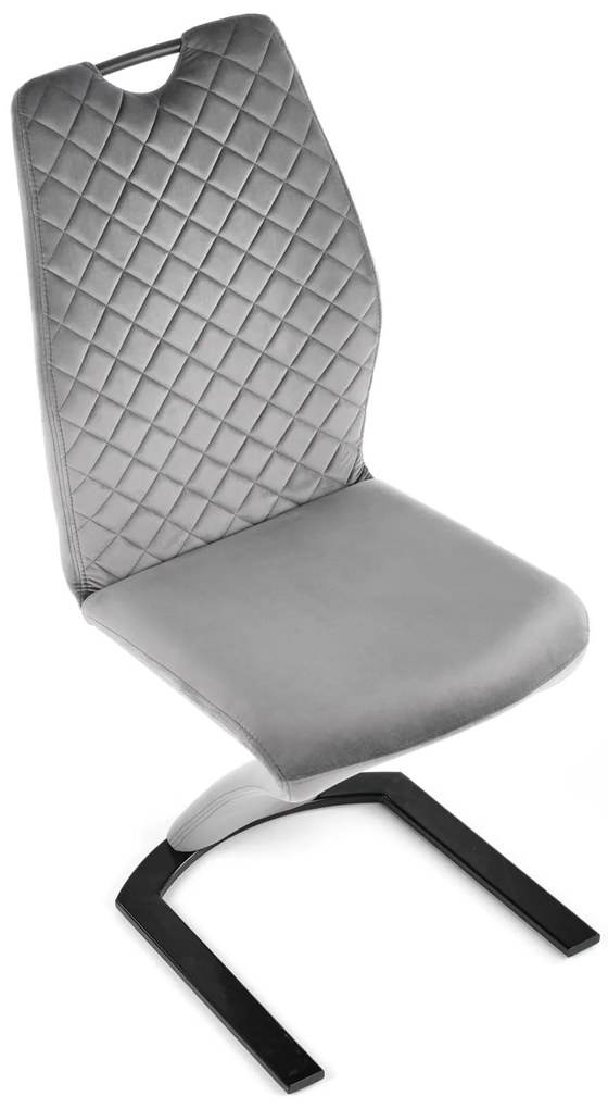 Krzesło tapicerowane szare welurowe, pikowane K442