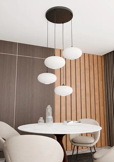 Nowoczesna lampa wisząca z mlecznymi kloszami - 3X D175 H0-P21