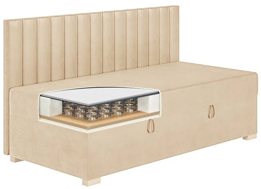 Beżowe łóżko dziecięce ze schowkiem i materacem 90x200 cm Chill – Ghado