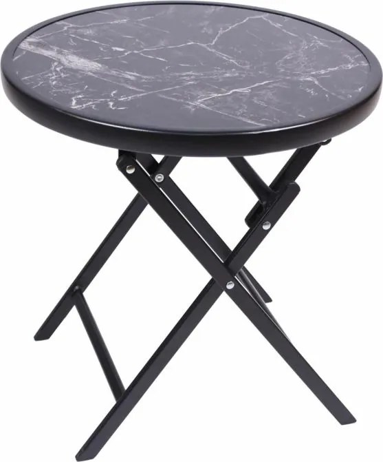 Stolik bistro ogrodowy, składany, Ø 45 cm, czarny marmur