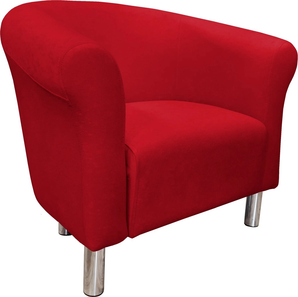 Fotel Milo tkanina Mikrofaza stylowy fotel do salonu i sypialni : Kolor nogi - Chrom, Kolor tkaniny - 8 MIKROFAZA, Wysokość nogi - 15 cm