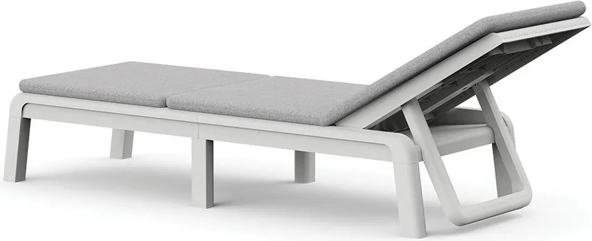 Jasnoszary plastikowy/tapicerowany regulowany składany leżak ogrodowy Atlas – Keter