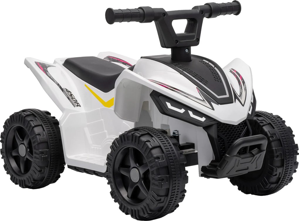 AIYAPLAY Elektryczny quad dziecięcy 6V z akumulatorem litowym, funkcja jazdy do przodu, sterowanie przyciskiem na kierownicy 1,5–2 lata Biały | Aosom PL