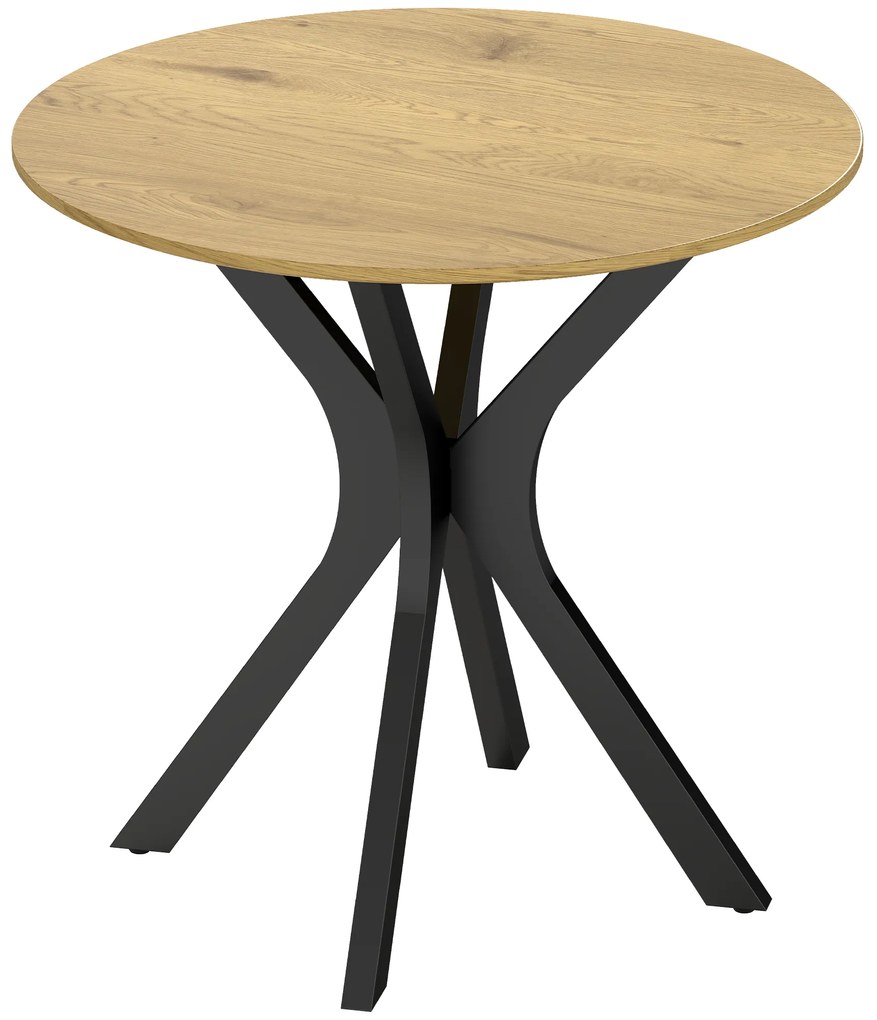 HOMCOM Stół do jadalni Stół kuchenny Okrągły stół, Nowoczesny design, 78 cm x 78 cm x 75 cm, Naturalne drewno