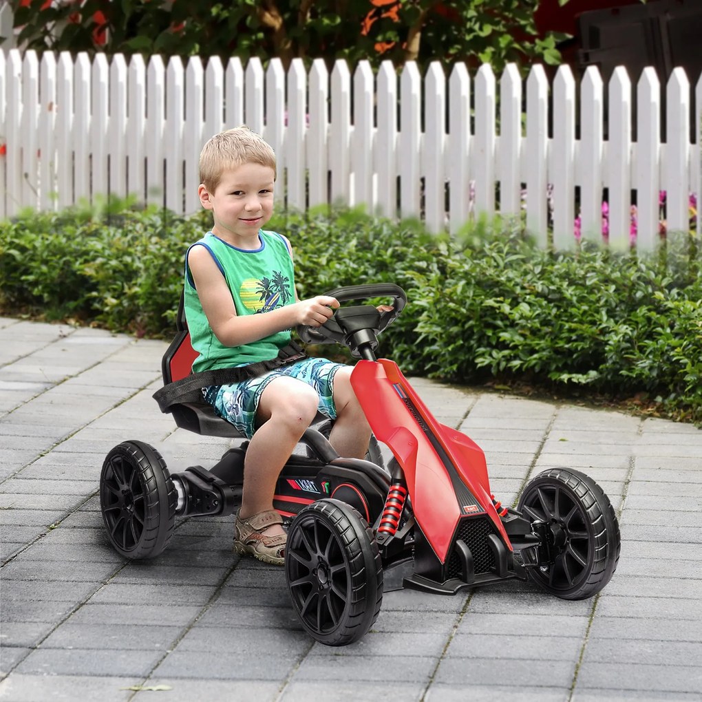 HOMCOM Elektryczny gokart dla dzieci 3-5 km/h z 2-stopniową regulacją prędkości, pasem bezpieczeństwa, kołami EVA, dla 3-8 lat | Aosom PL