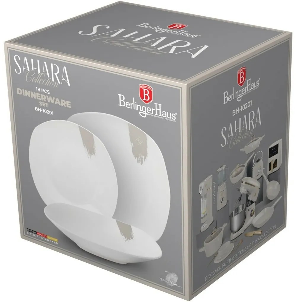 BerlingerHaus 18-częściowy zestaw talerzy Sahara,biało-kremowy