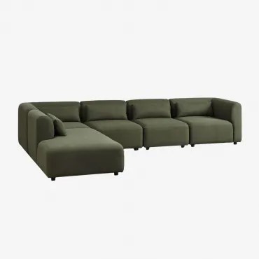 Fogler 5-częściowa Sofa Modułowa Z Lewym Szezlongiem Chenille Salvia Zieleń - Sklum