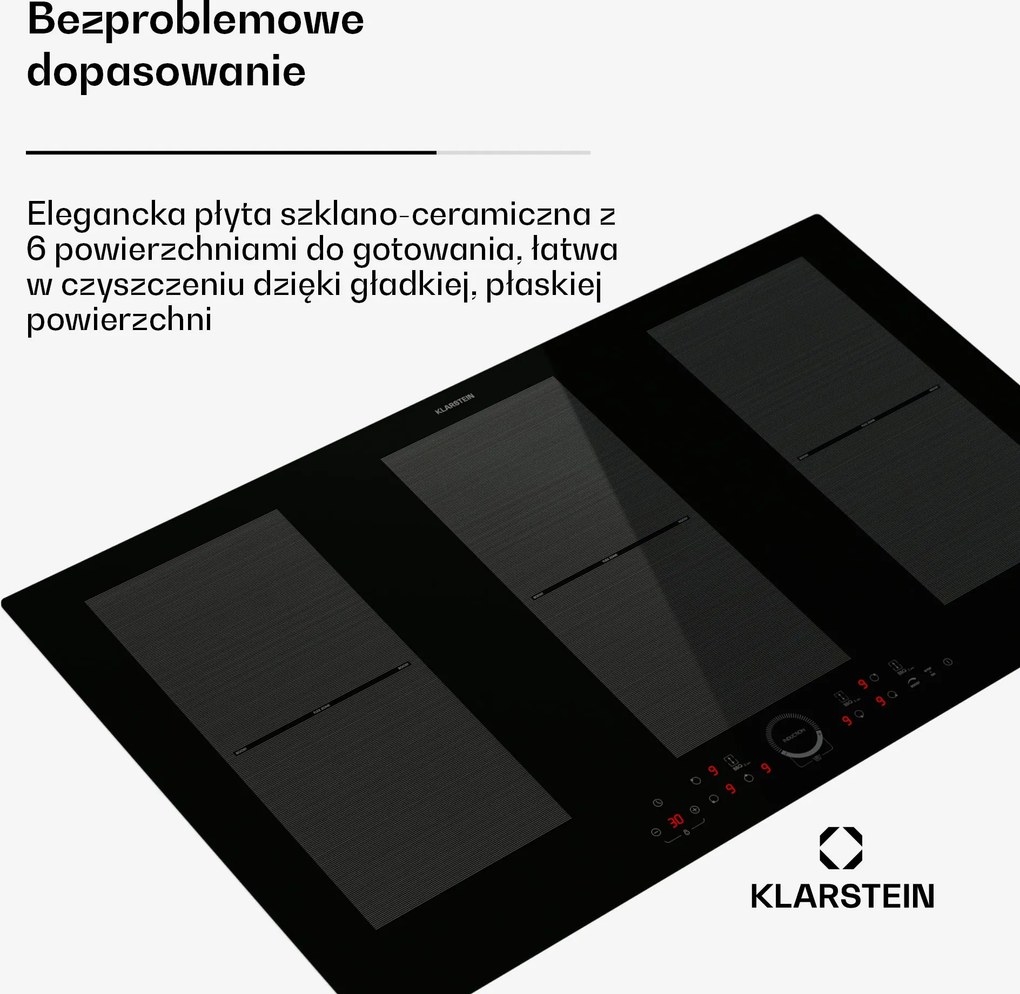Klarstein Delicatessa 90cm Płyta Indukcyjna 6 Stref Gotowania Czarny