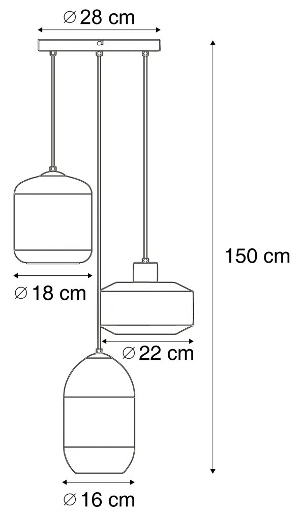 Nowoczesna lampa wisząca czarna z bursztynowym szkłem 3-źródła światła - Sheena Nowoczesny Oswietlenie wewnetrzne