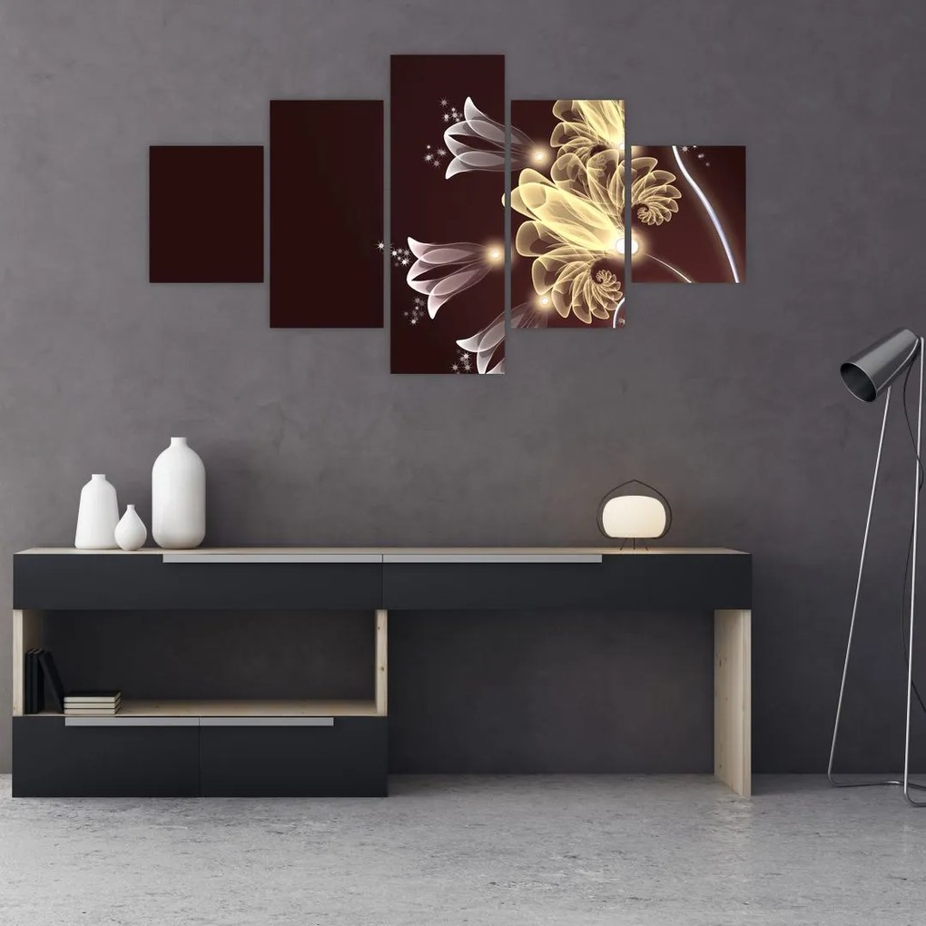 Obraz - Świecące kwiaty (125x70 cm)