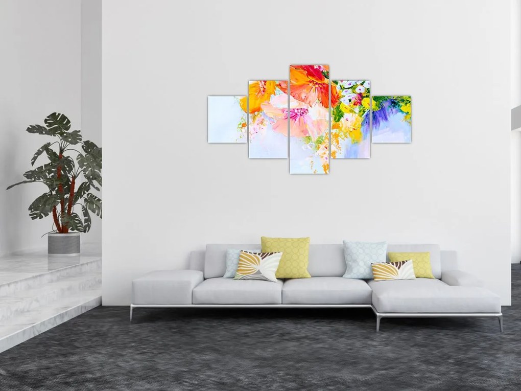 Obraz - Kwiaty, malarstwo (125x70 cm)