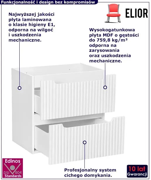 Biała szafka pod umywalkę z szufladami 60 cm T3-E30