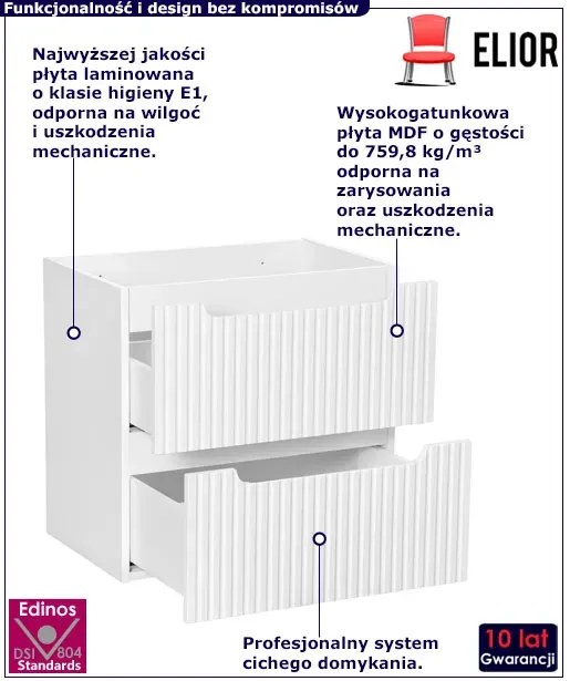 Biała szafka pod umywalkę z szufladami - Varax 11X 60 cm