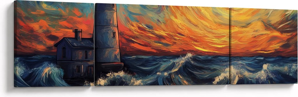 Obraz - Latarnia morska w falach (170x50 cm)