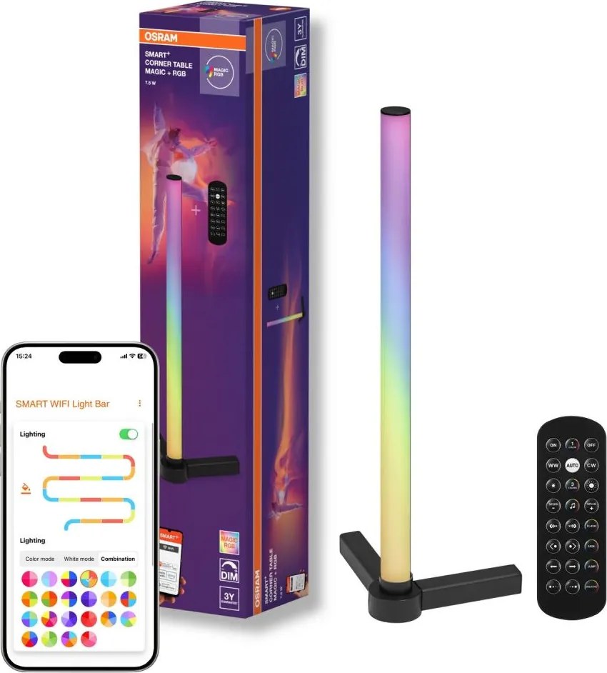 Osram - Lampa stołowa LED RGBW ściemnialna SMART+ MAGIC LED/7,5W/230V czarna Wi-Fi + pilot