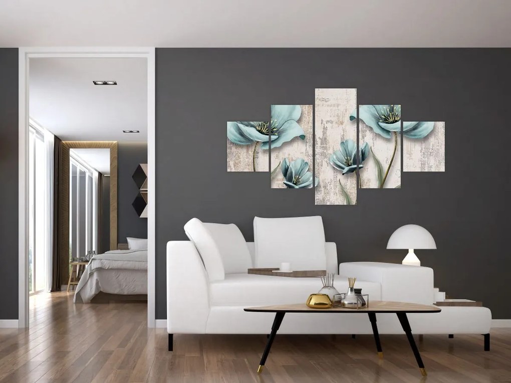 Obraz - Kwiaty na teksturze (125x70 cm)