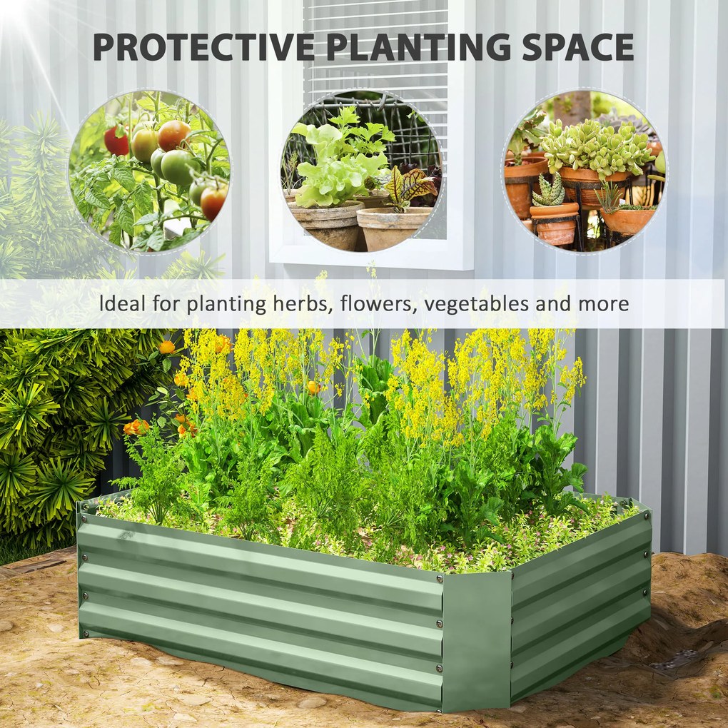 Outsunny Podwyższona grządka z ocynkowanej stali, ogródek warzywny, skrzynia ogrodowa na kwiaty, 120 x 90 x 30 cm, Ciemnozielona