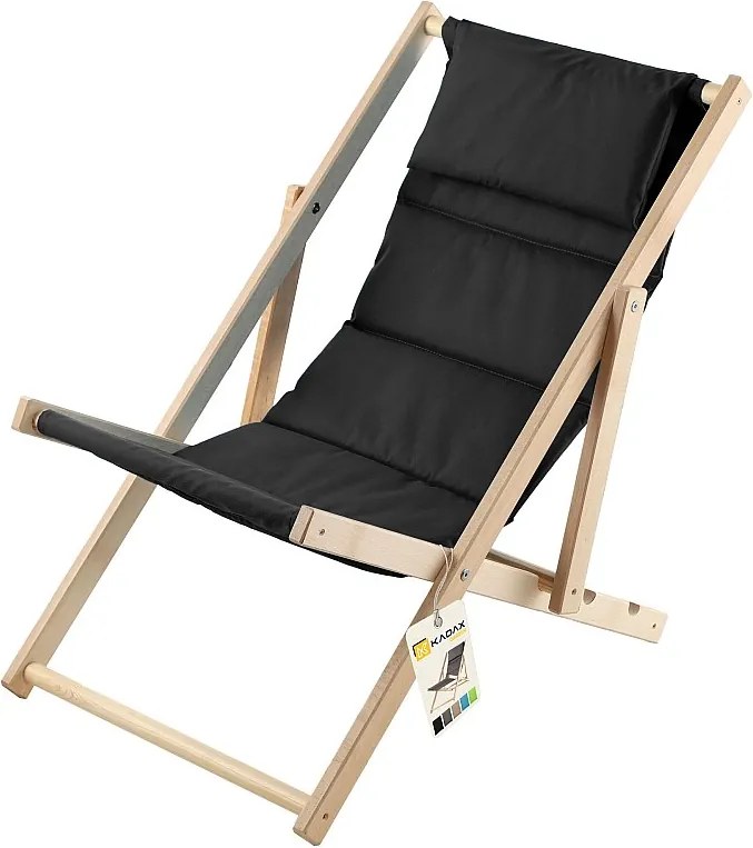 KADAX Leżak plażowy z poduszką Troia, czarny