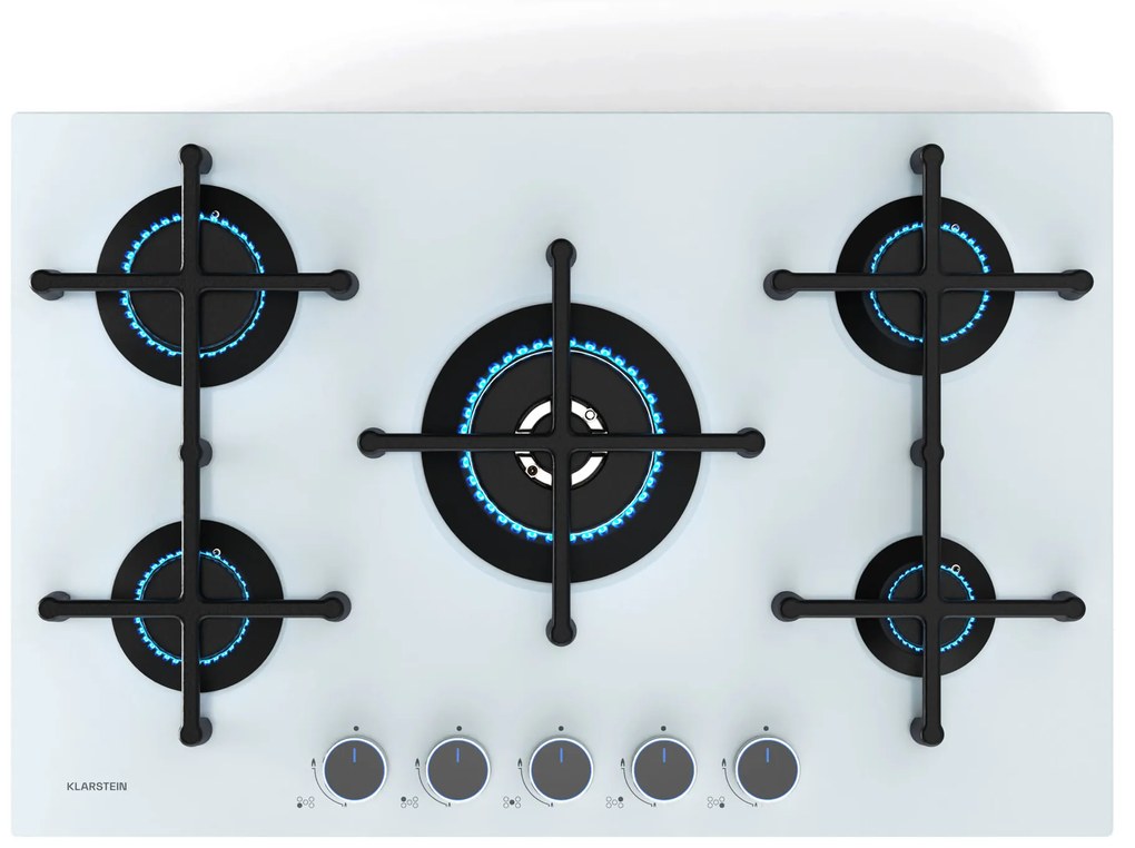 Klarstein Illuminosa 75cm Płyta gazowa 5 palników Biały