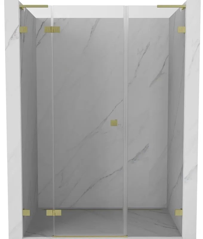 Mexen Lunar L drzwi prysznicowe uchylne lewe 135 cm, transparent, złote szczotkowane - 834SL-135-050-55-00-L