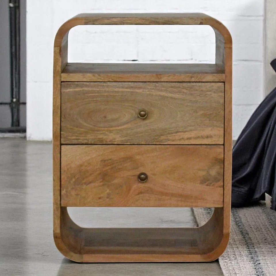 Artisan Furniture Szafka nocna London z 2 szufladami z litego drewna