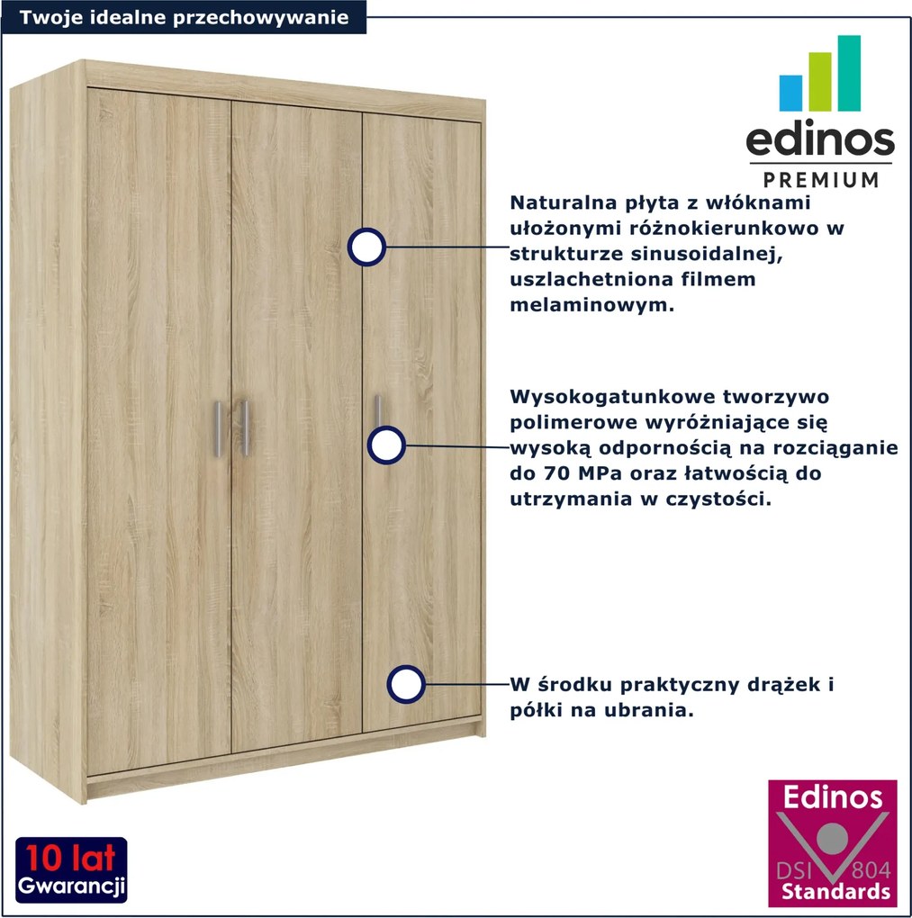 Trzydrzwiowa szafa z półkami dąb sonoma G2-K69
