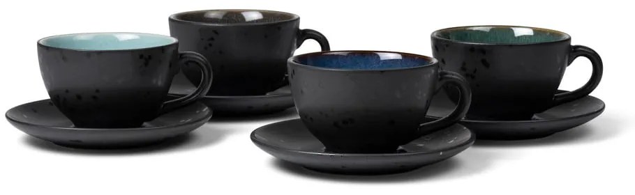 Czarne kamionkowe filiżanki zestaw 4 szt. 240 ml Black/Mix – Bitz