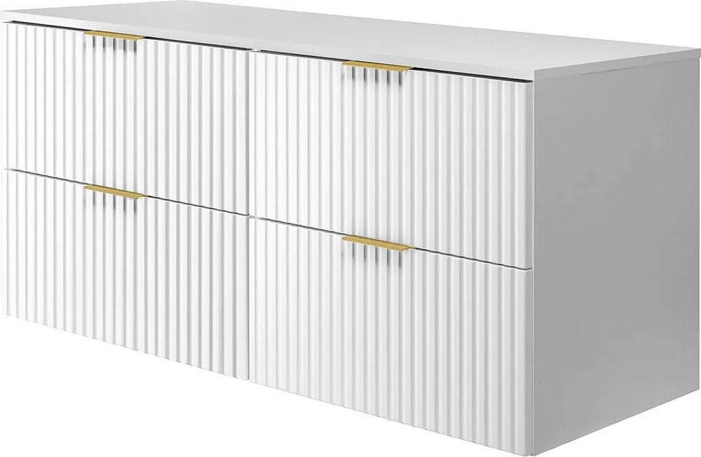 Szafka pod umywalkę, Biały, 120 (2 x 60) x 57 x 46 cm, uchwyt złoty + Blat