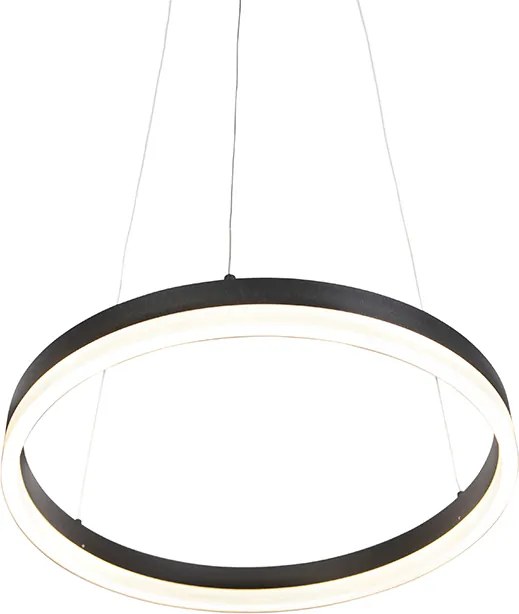 Designerska lampa wisząca czarna 40 cm z wbudowanym LED o 3-stopniowym ściemnianiu - Anello