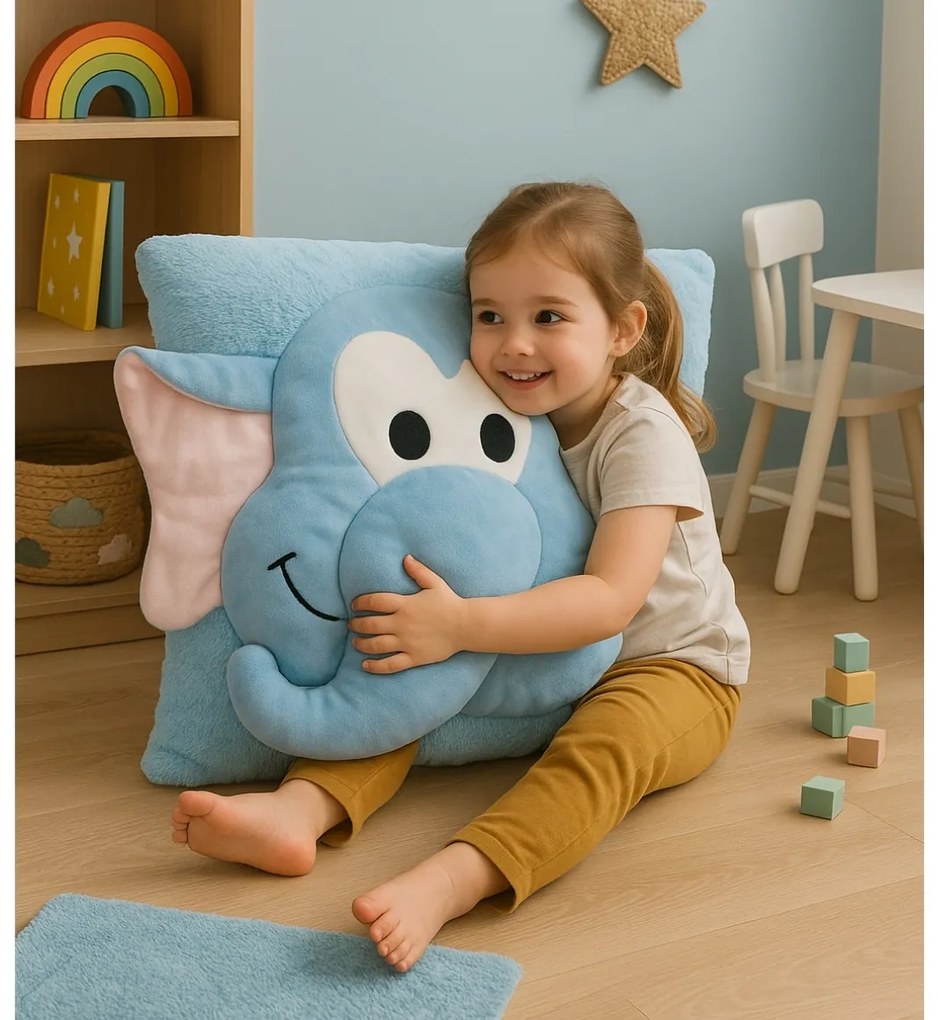 Poduszka dziecięca CUDDLI FRIENDS 70x70 cm pluszowa - więcej kolorów Kolor: Ciemnoniebieski