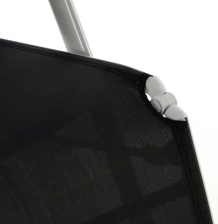 Leżak krzesło ogrodowe składane z wysokim oparciem i podnóżkiem czarne